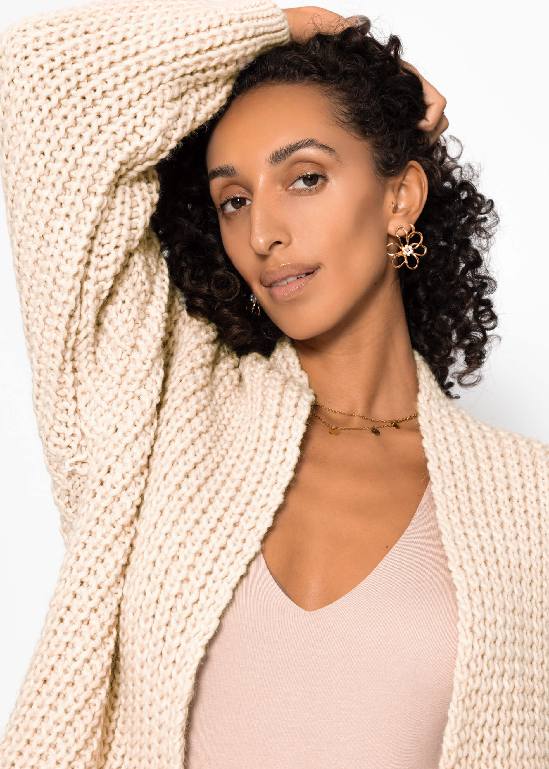 Offener Grobstrick-Cardigan - beige – Bekleidung > Cardigans | FormaLuxe