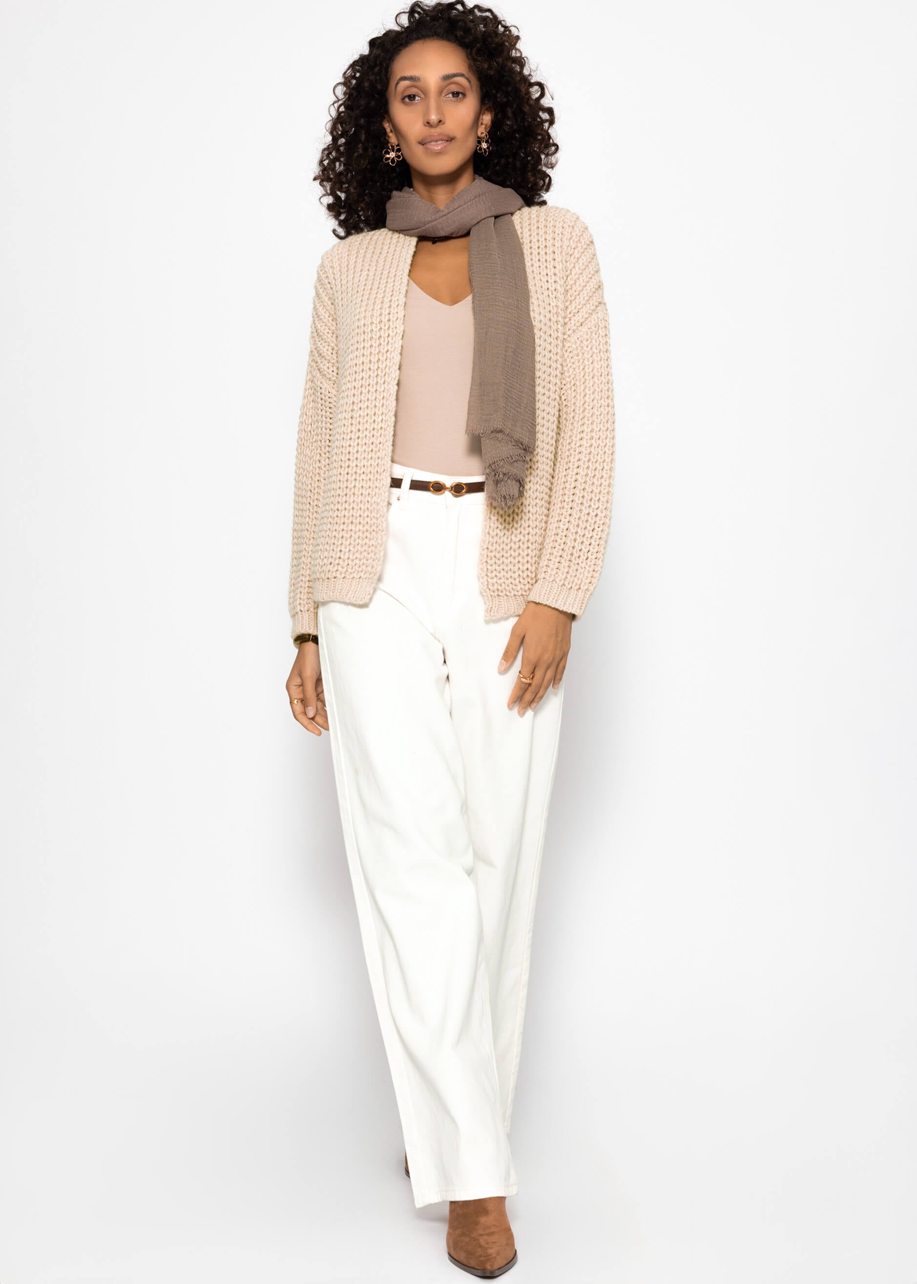 Offener Grobstrick-Cardigan - beige – Bekleidung > Cardigans | FormaLuxe