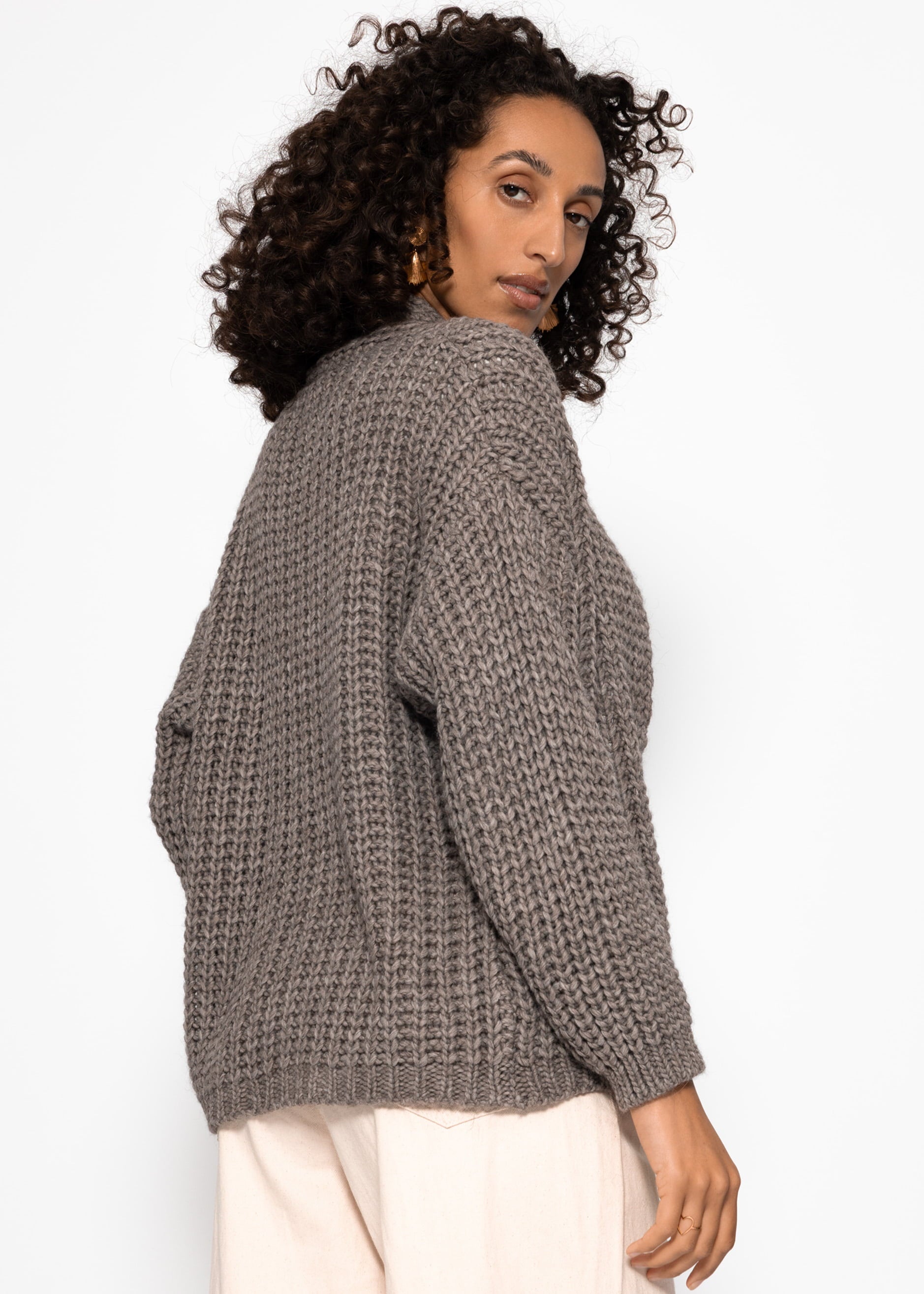 Offener Grobstrick-Cardigan - taupe – Bekleidung > Cardigans | FormaLuxe