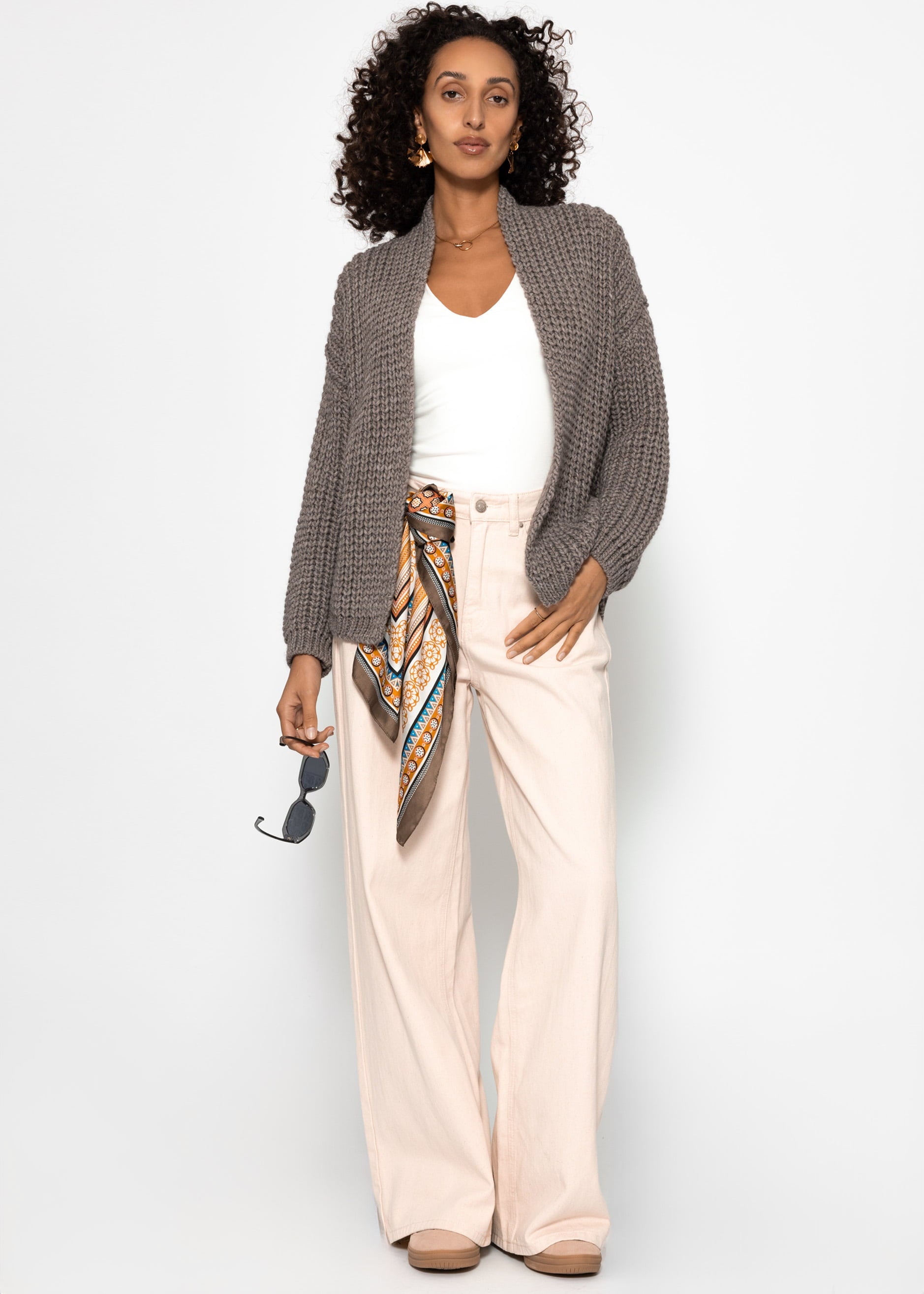 Offener Grobstrick-Cardigan - taupe – Bekleidung > Cardigans | FormaLuxe