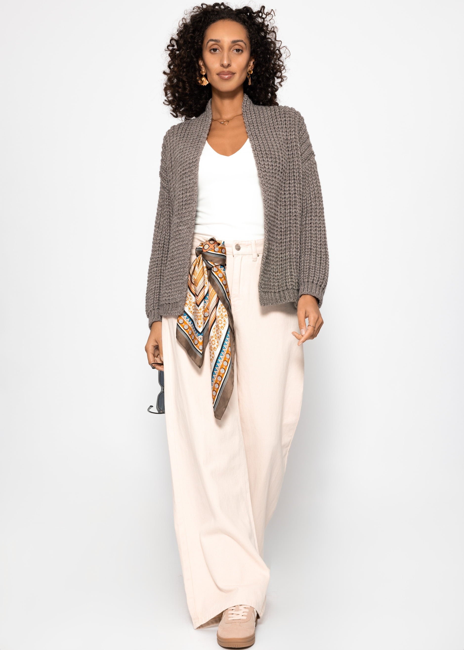 Offener Grobstrick-Cardigan - taupe – Bekleidung > Cardigans | FormaLuxe