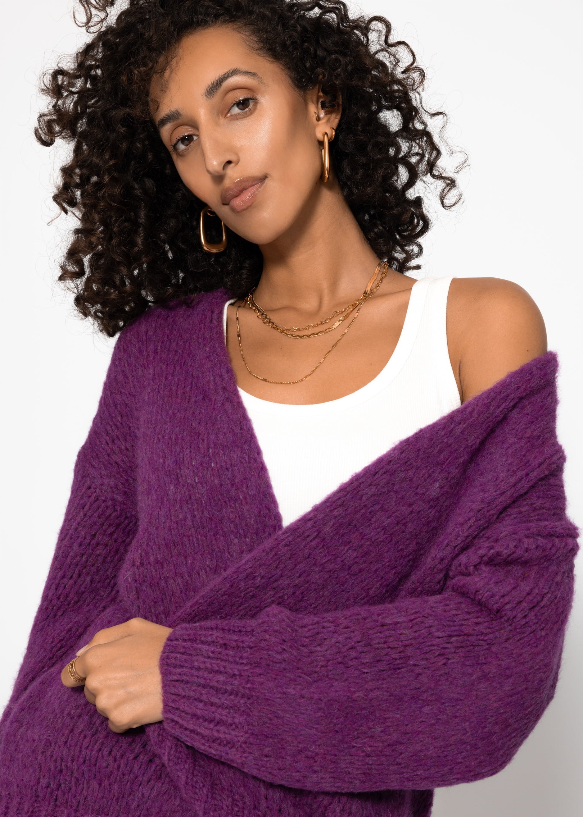 Oversize Cardigan - plum – Bekleidung > Cardigans | FormaLuxe