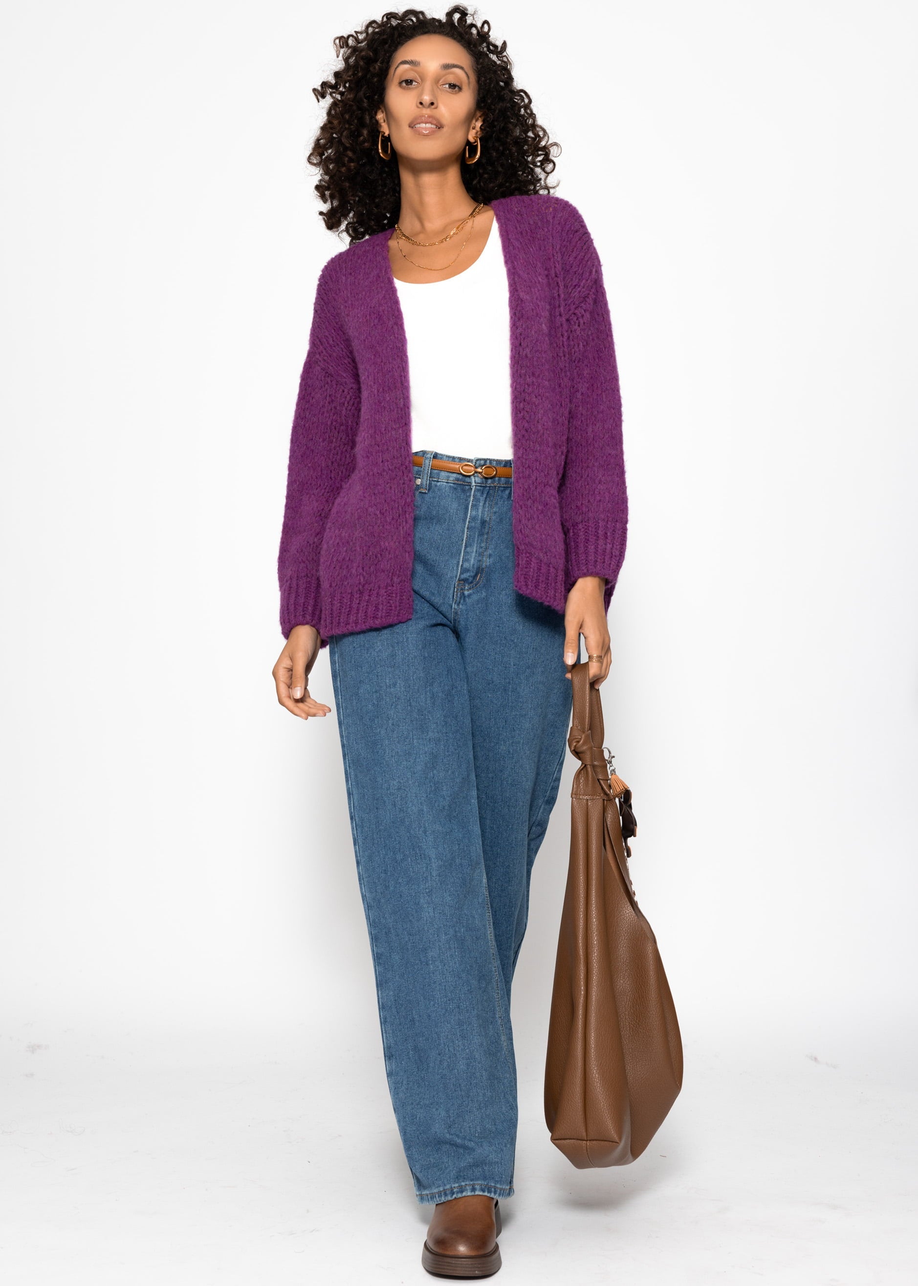 Oversize Cardigan - plum – Bekleidung > Cardigans | FormaLuxe