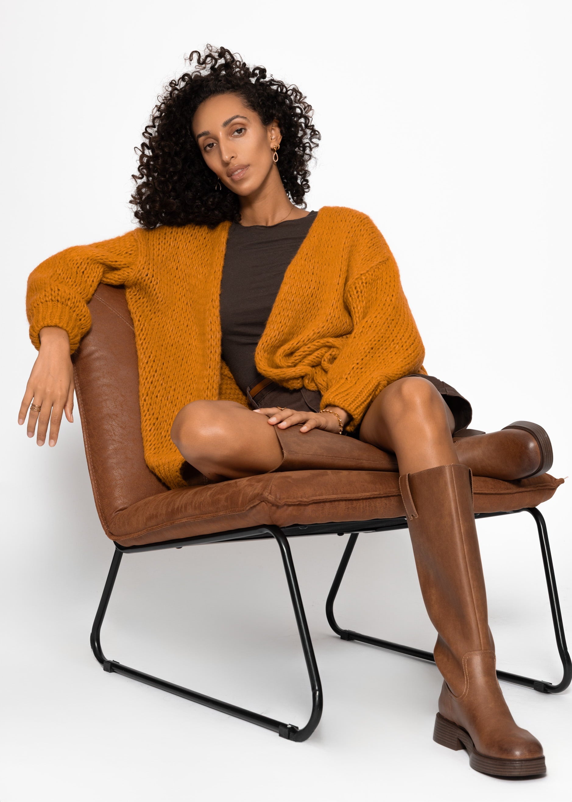Oversize Cardigan - senfgelb – Bekleidung > Cardigans | FormaLuxe