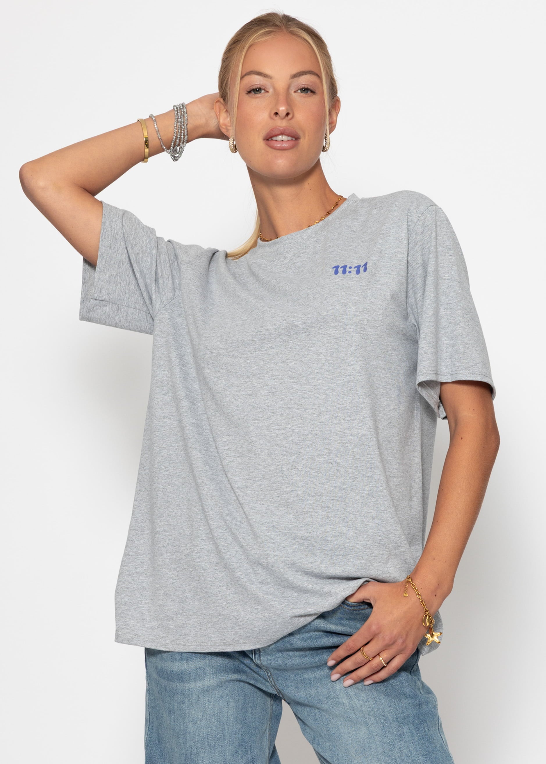 Oversize T-Shirt mit Print - grau – Bekleidung > T-Shirts | FormaLuxe