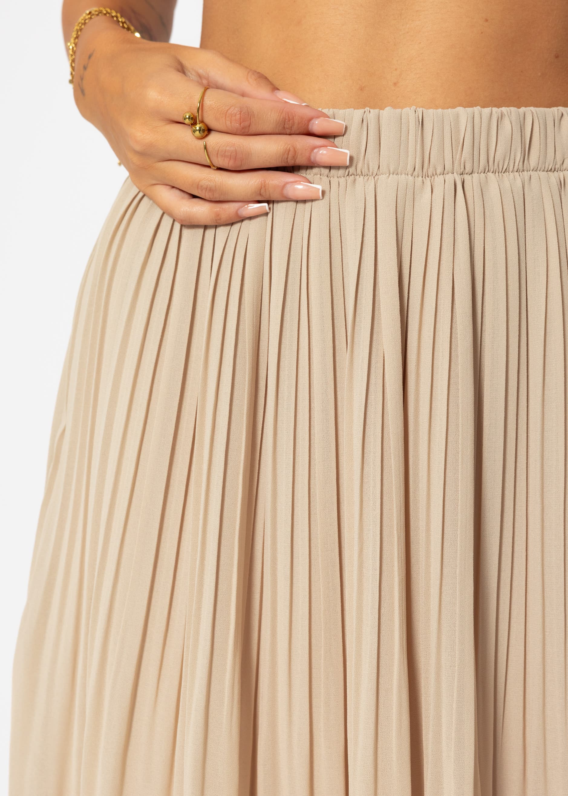 Plissée-Rock aus Chiffon, beige – Bekleidung > Röcke | FormaLuxe