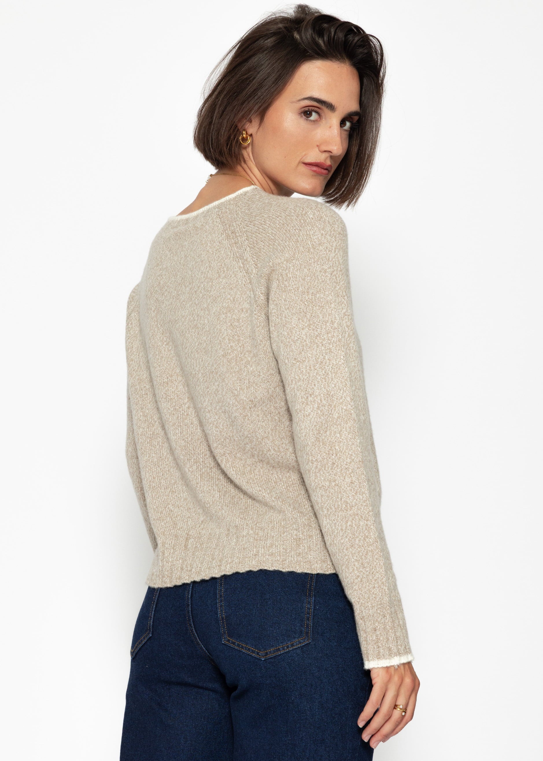 Pullover mit Raglanärmeln und kontrastierenden Details – beige – Bekleidung > Pullover | FormaLuxe