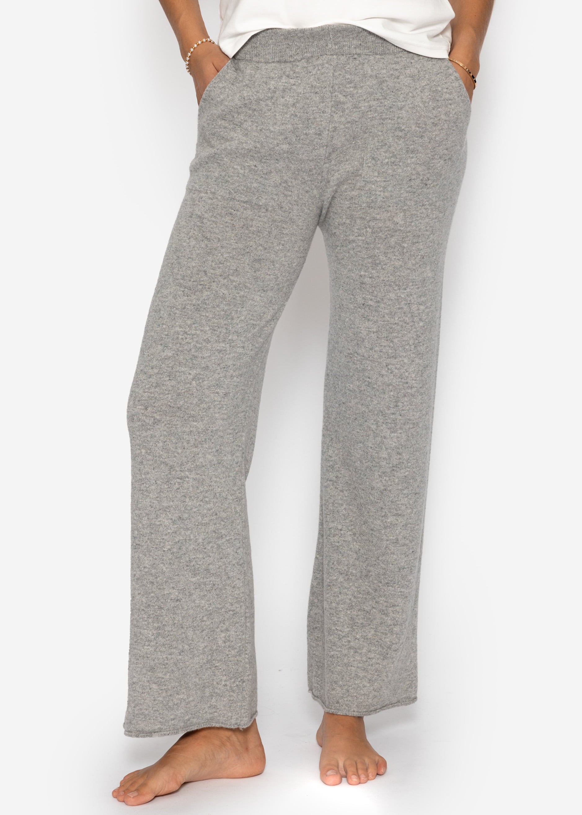 Strickhose mit Kaschmir - hellgrau – Bekleidung > Hosen | FormaLuxe