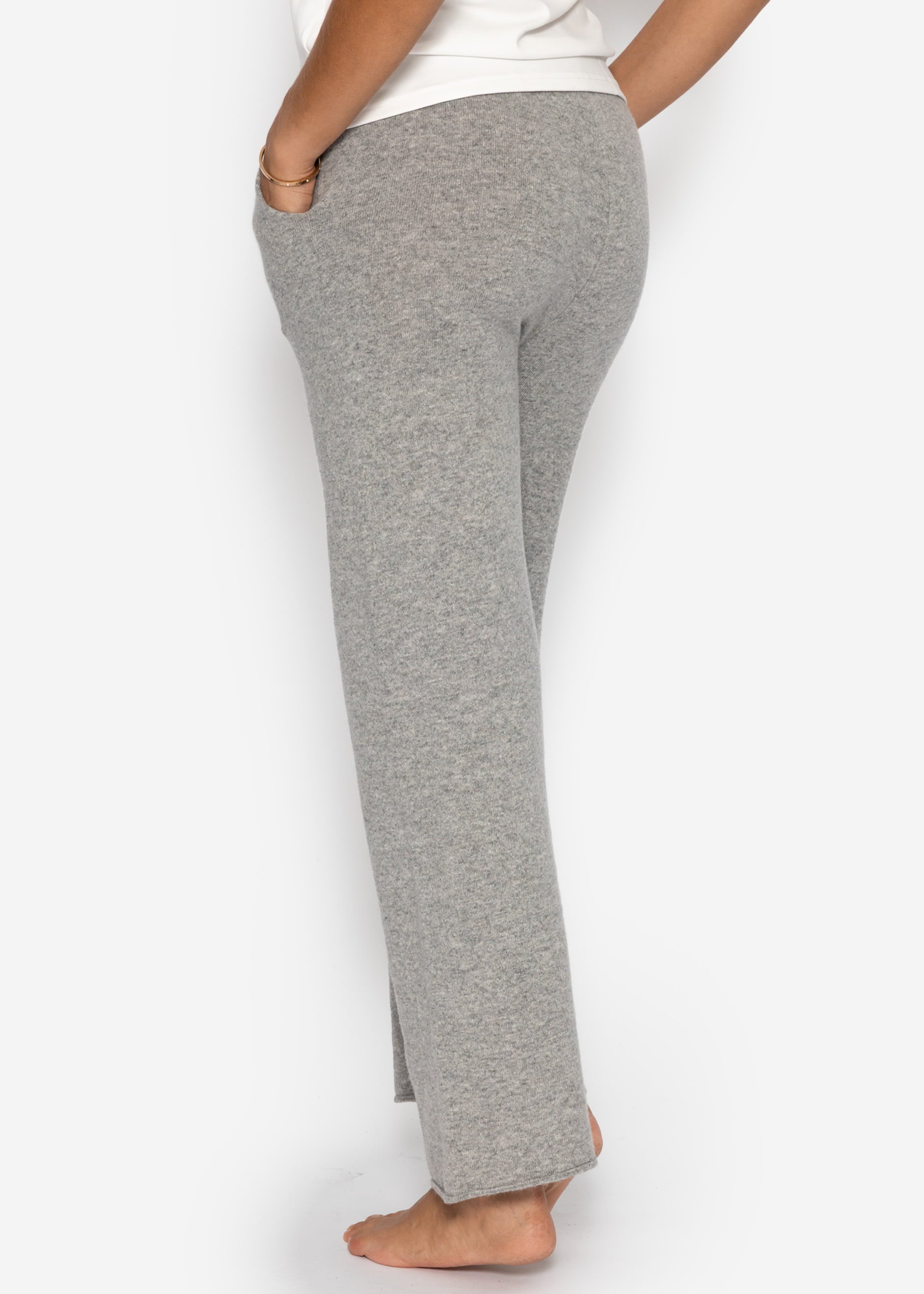 Strickhose mit Kaschmir - hellgrau – Bekleidung > Hosen | FormaLuxe