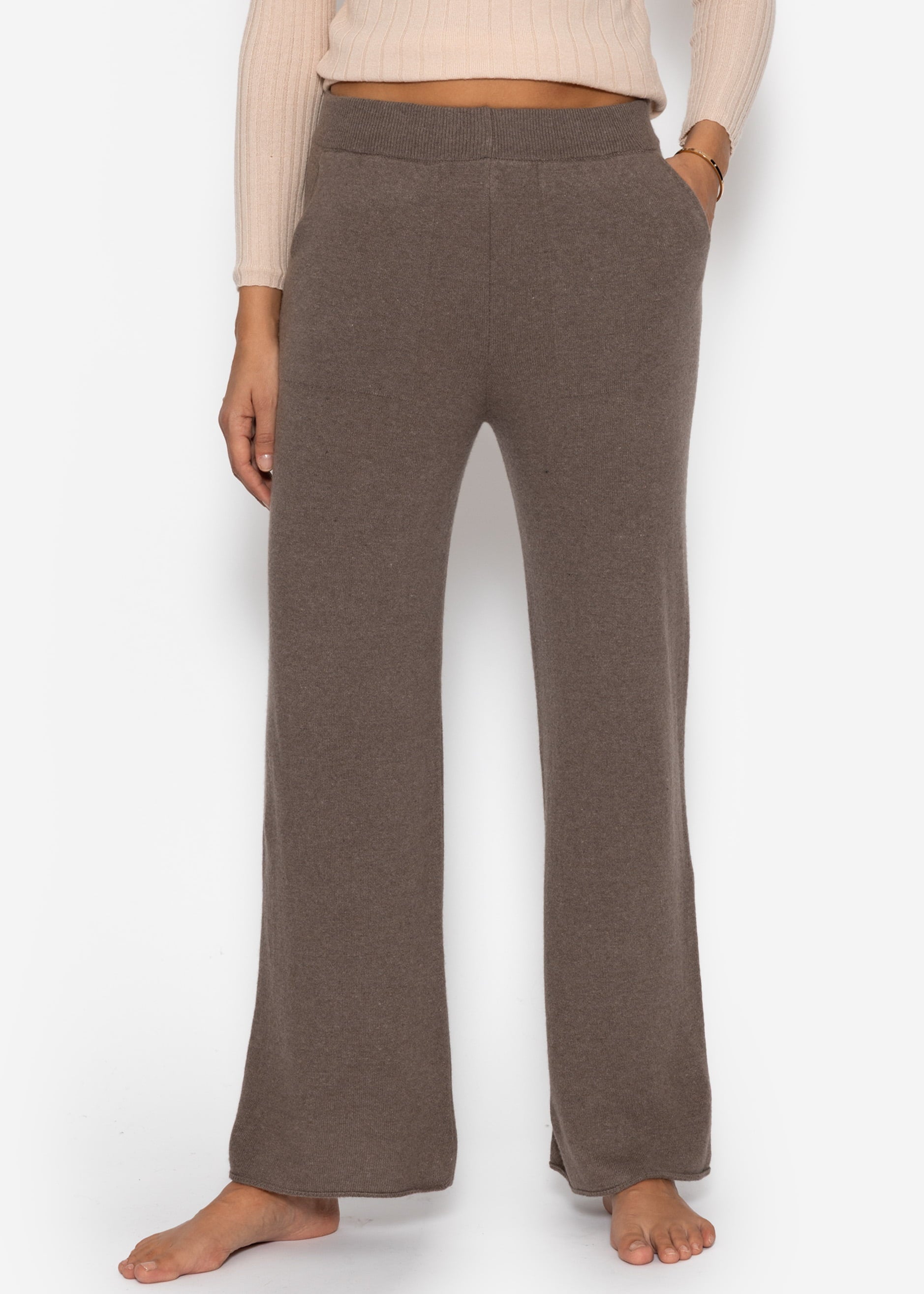Strickhose mit Kaschmir - taupe – Bekleidung > Hosen | FormaLuxe