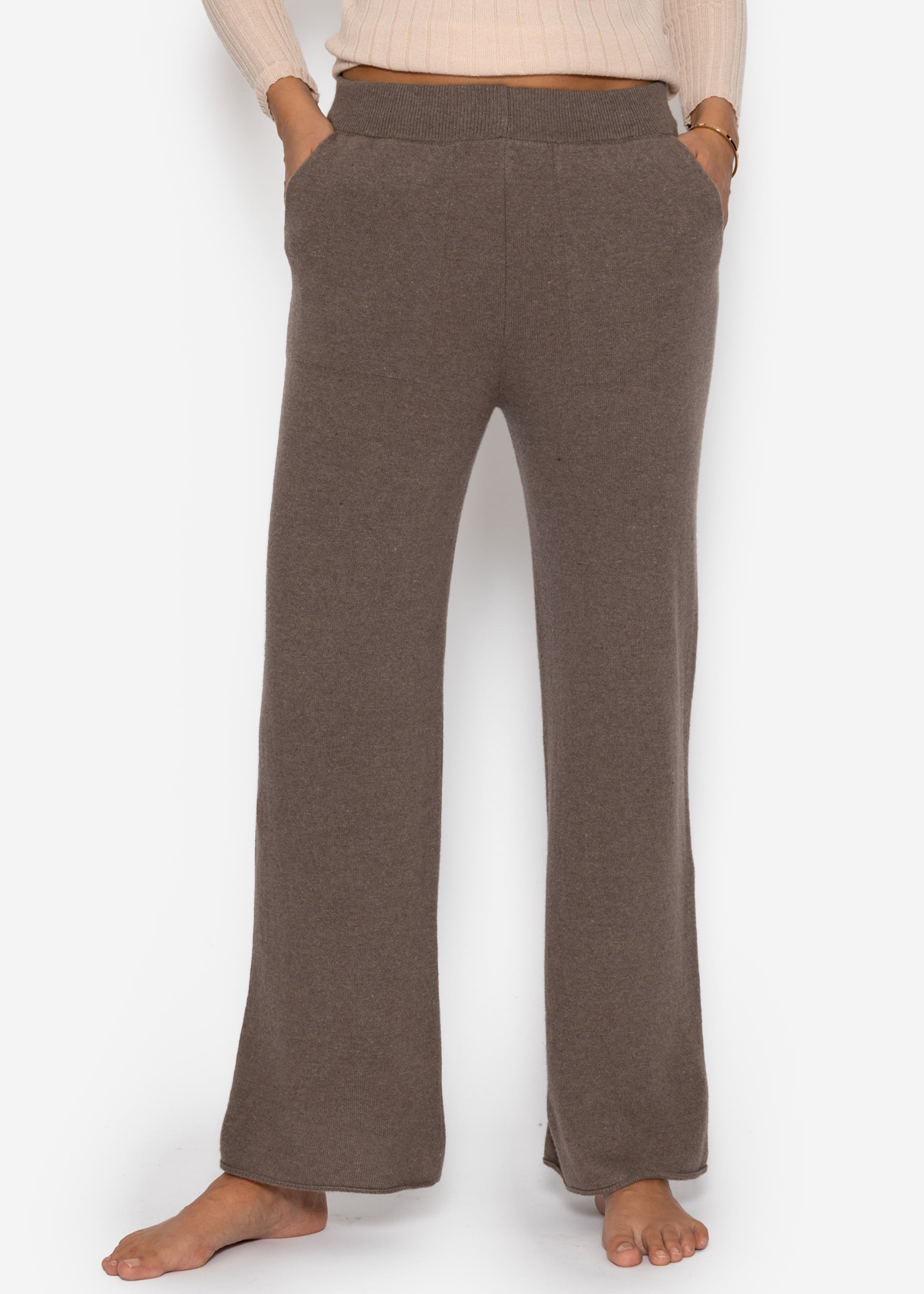 Strickhose mit Kaschmir - taupe – Bekleidung > Hosen | FormaLuxe