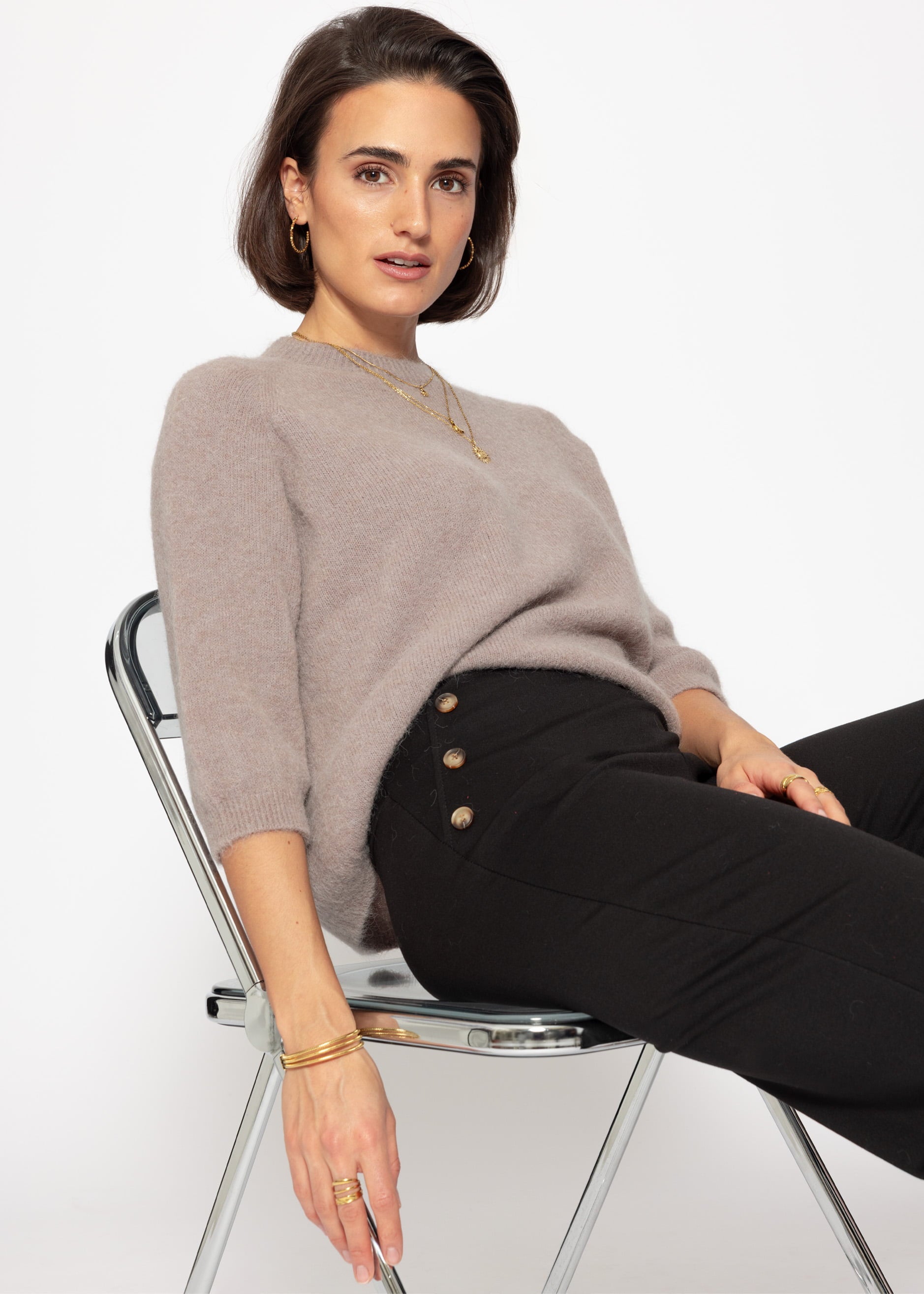 Strickoberteil - taupe – Bekleidung > Pullover | FormaLuxe