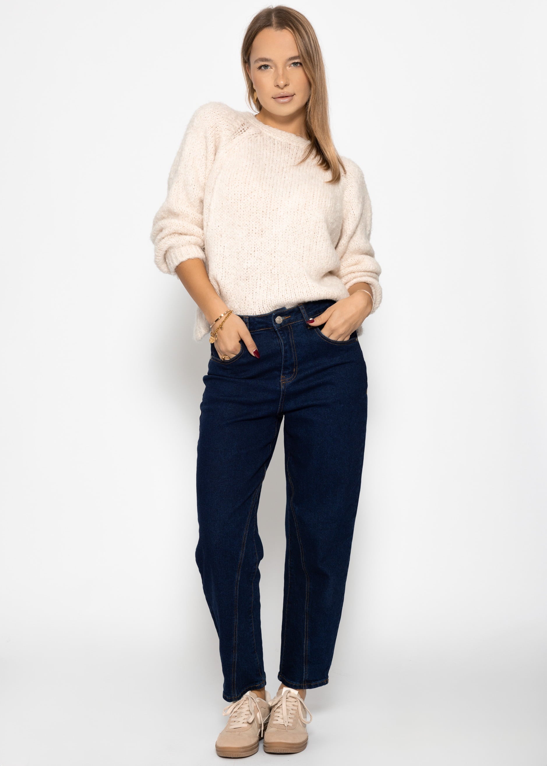 Strickpullover mit Knotendetail - offwhite – Bekleidung > Pullover | FormaLuxe