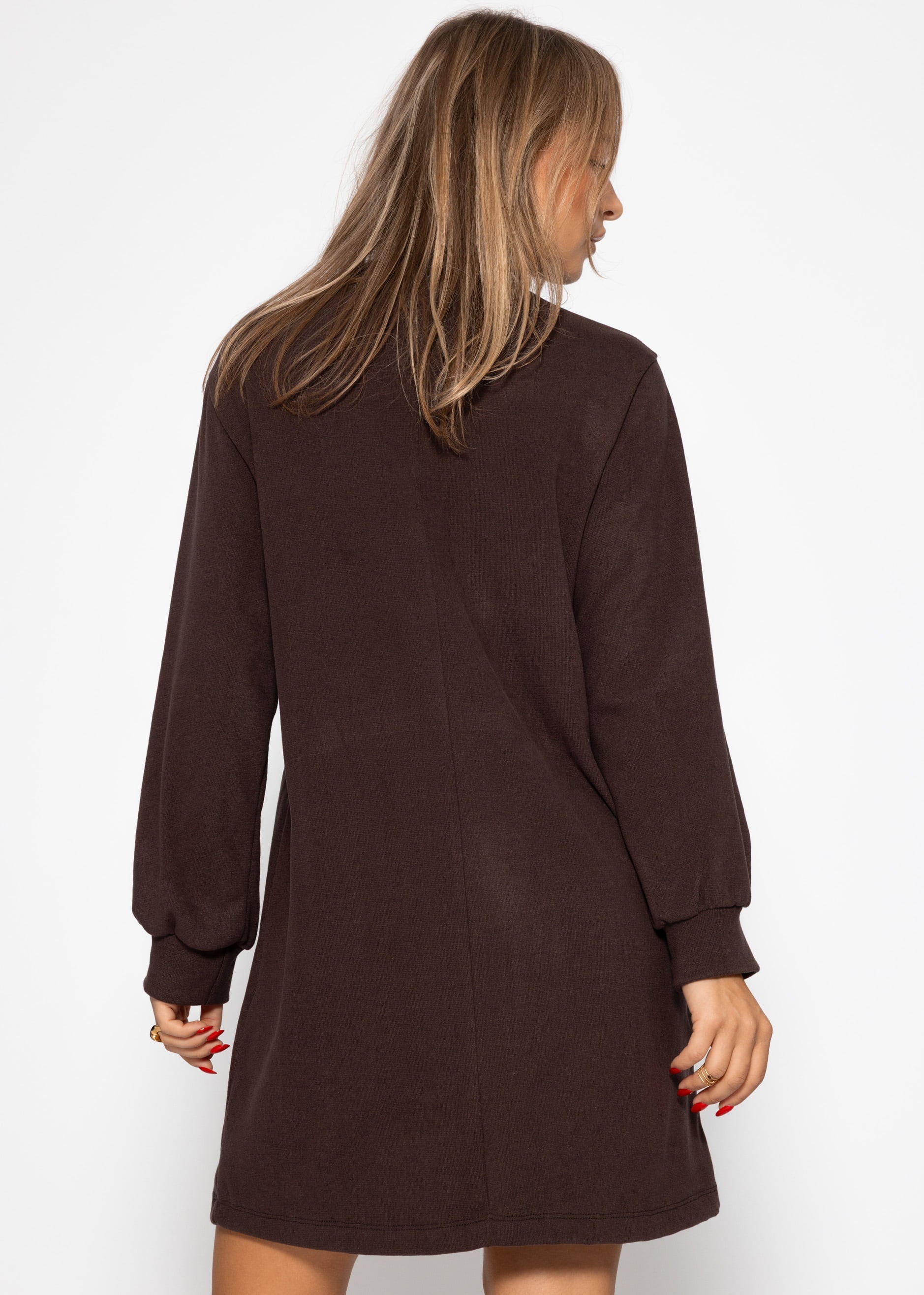 Sweatkleid mit Stehkragen - braun – Bekleidung > Kleider | FormaLuxe
