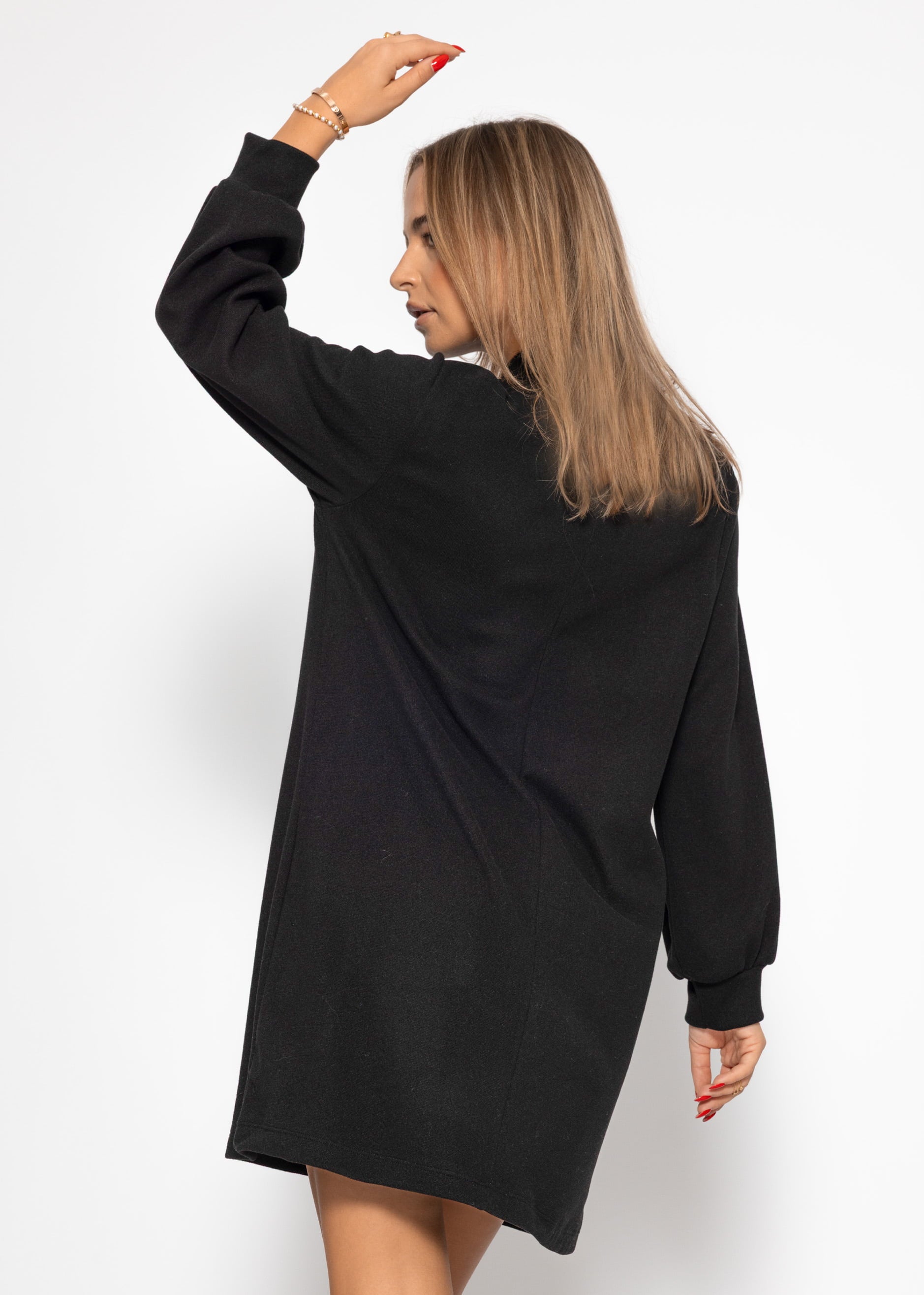 Sweatkleid mit Stehkragen - schwarz – Bekleidung > Kleider | FormaLuxe