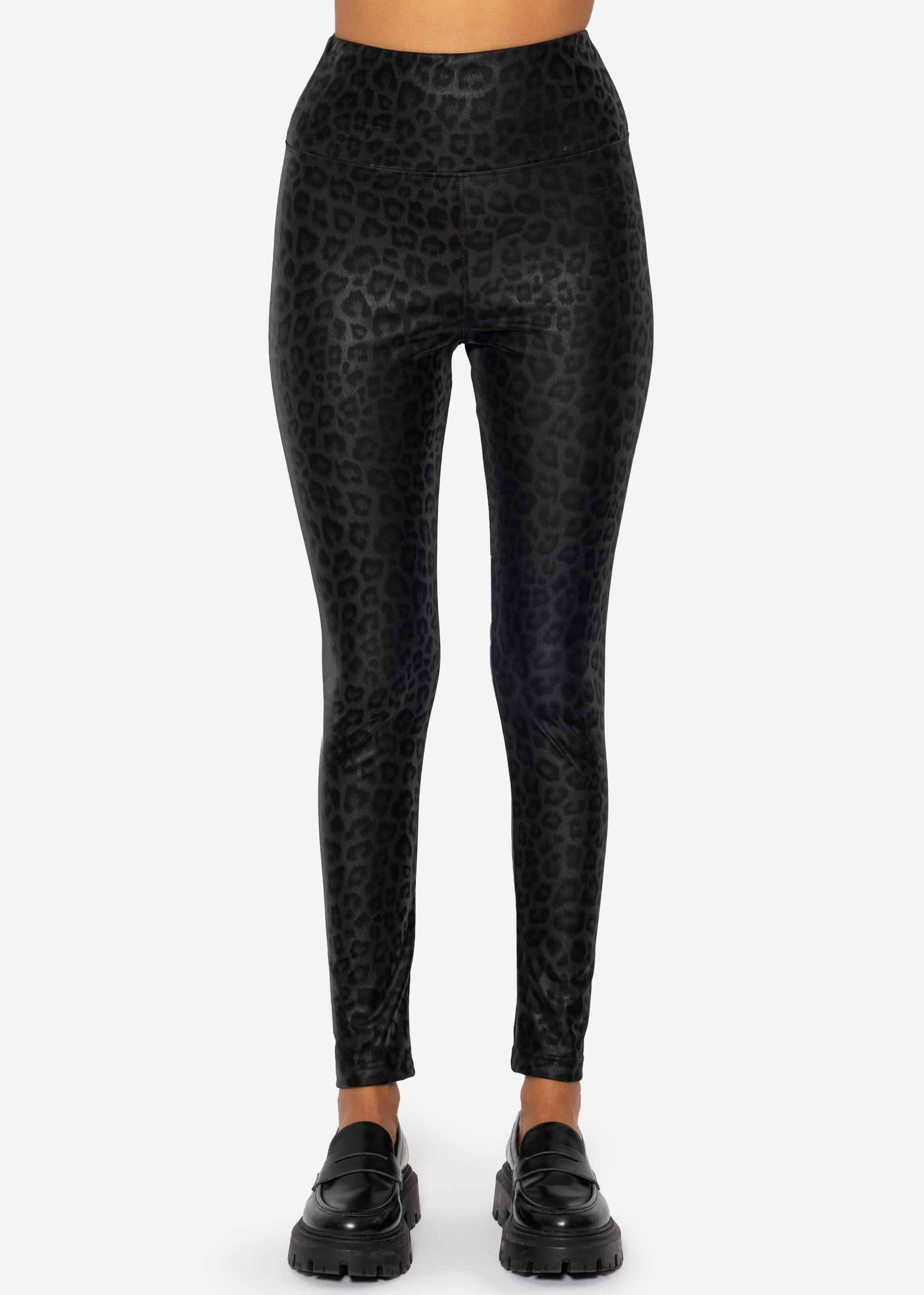 Thermo Kunstleder Leggings mit Leo Print - schwarz – Bekleidung > Leggings > Thermo | FormaLuxe