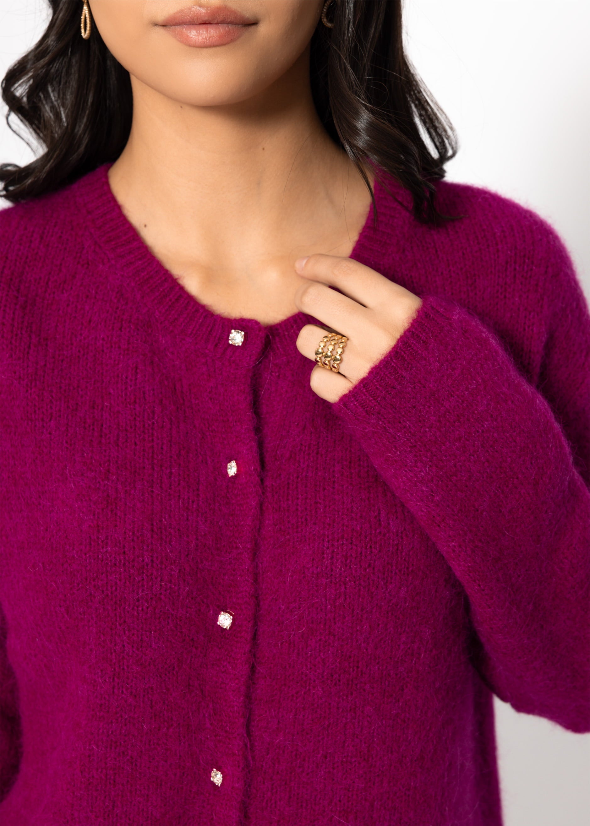 Weicher Strickcardigan mit Zierknöpfen - plum – Bekleidung > Cardigans | FormaLuxe