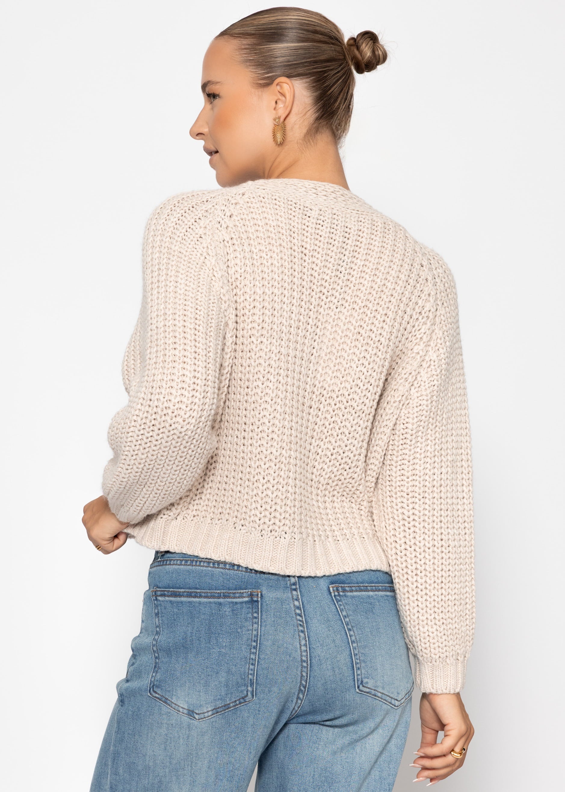 Zopfstrick-Cardigan mit Knopfleiste - beige – Bekleidung > Cardigans | FormaLuxe