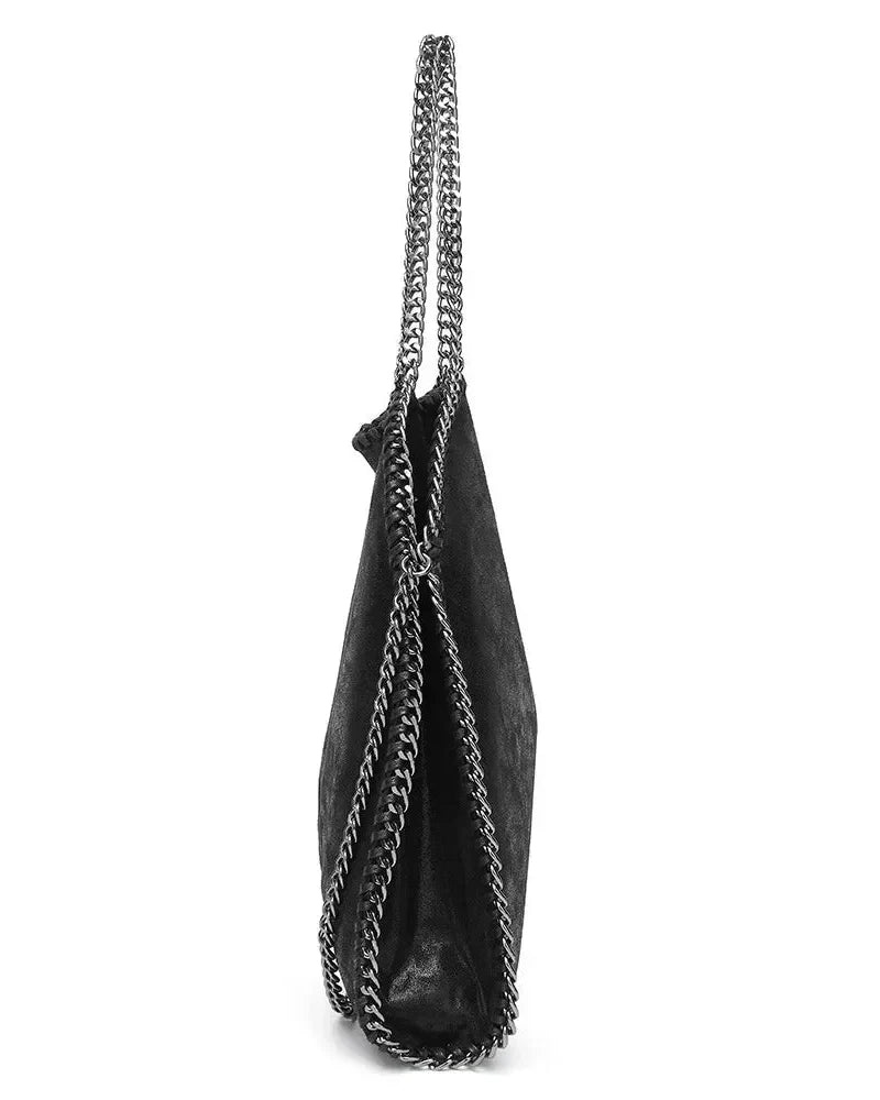 Skyla | Chain Strap Soft Faux Leather Tote Bag Black | FormaLuxe
