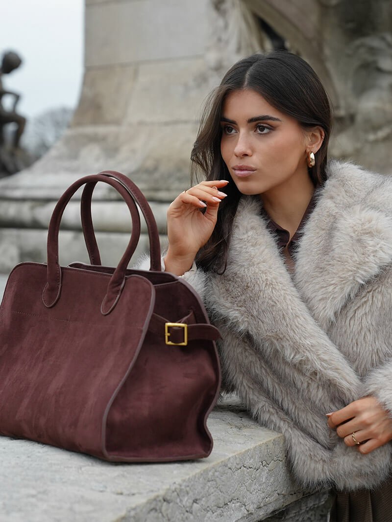 Henna | Suede Large Shopper Tote Bag Brown | FormaLuxe