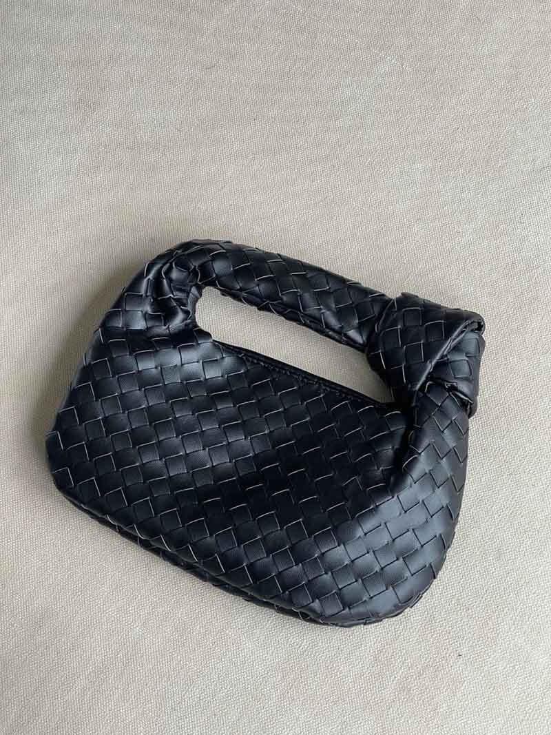 Alina | Woven Mini Shoulder Bag Black | FormaLuxe