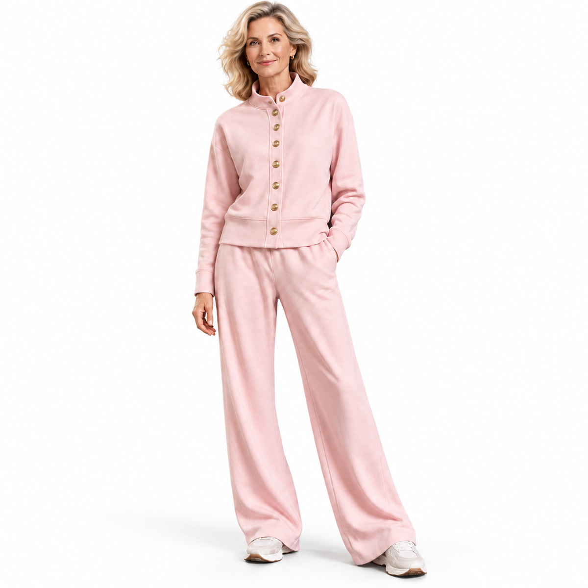 Valerie Strick-Set Damen Rosa – Gesamtansicht auf weißem Studiohintergrund | FormaLuxe